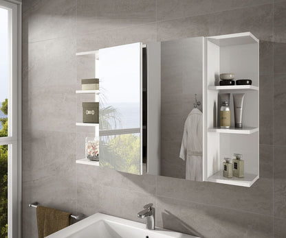 Serenity 600mm White and Mirrored 2 Door Wall Mounted Bathroom Cabinet