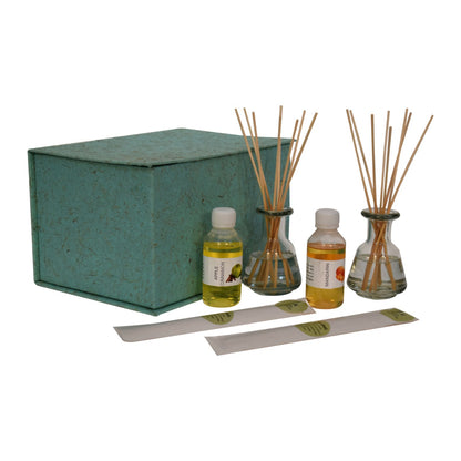 Adira Glass Bottle - Mandarin and Apple Cinnamon Reed Diffuser Set