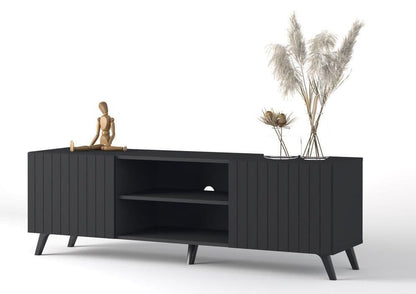 Atlas TV Unit Modern Matte Black Elegance for Your Home