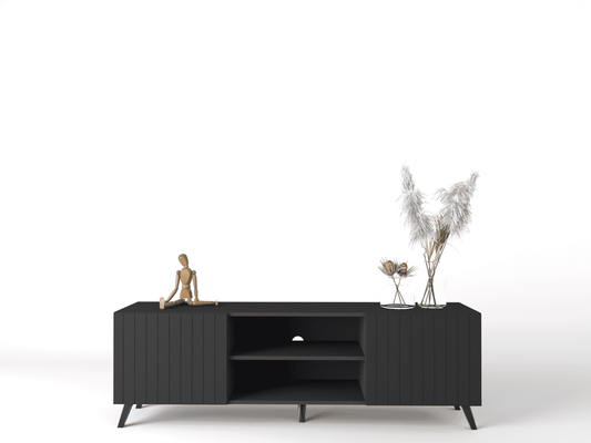 Atlas TV Unit Modern Matte Black Elegance for Your Home