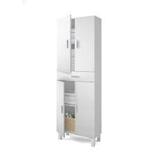 Blanco tall bathroom cupboard white gloss open