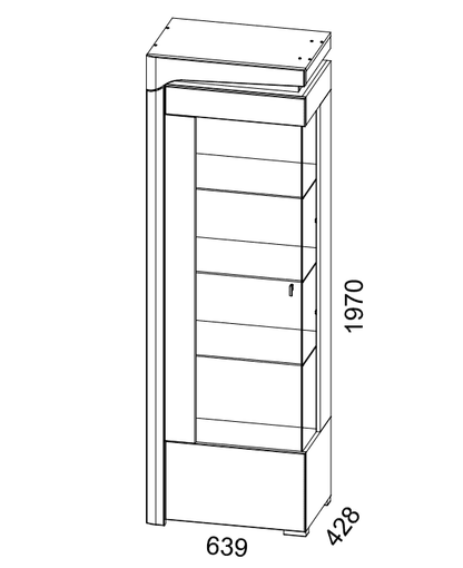 Cad Oak Effect and White Gloss Left Display Cabinet