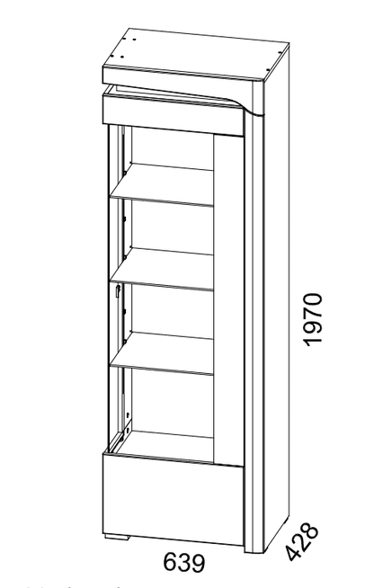 Cad Oak Effect and White Gloss Right Display Cabinet