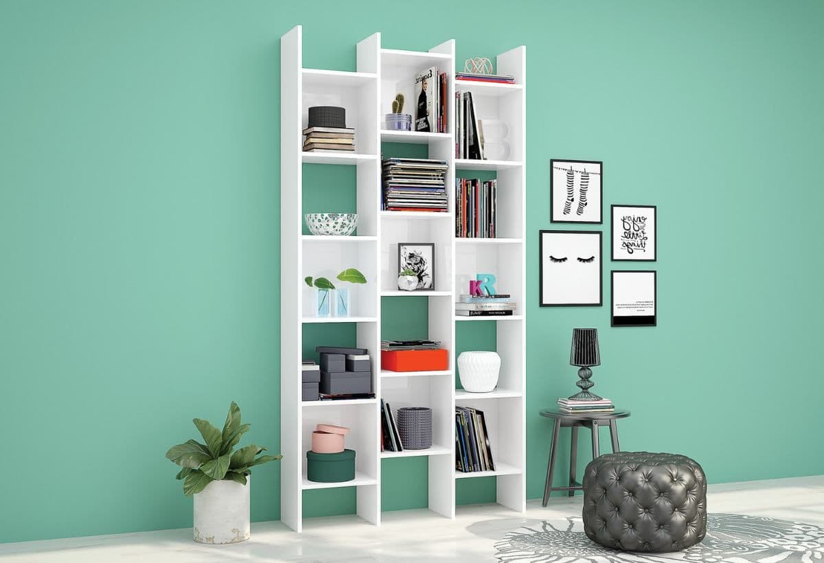 Diaz White Gloss Triple Bookcase