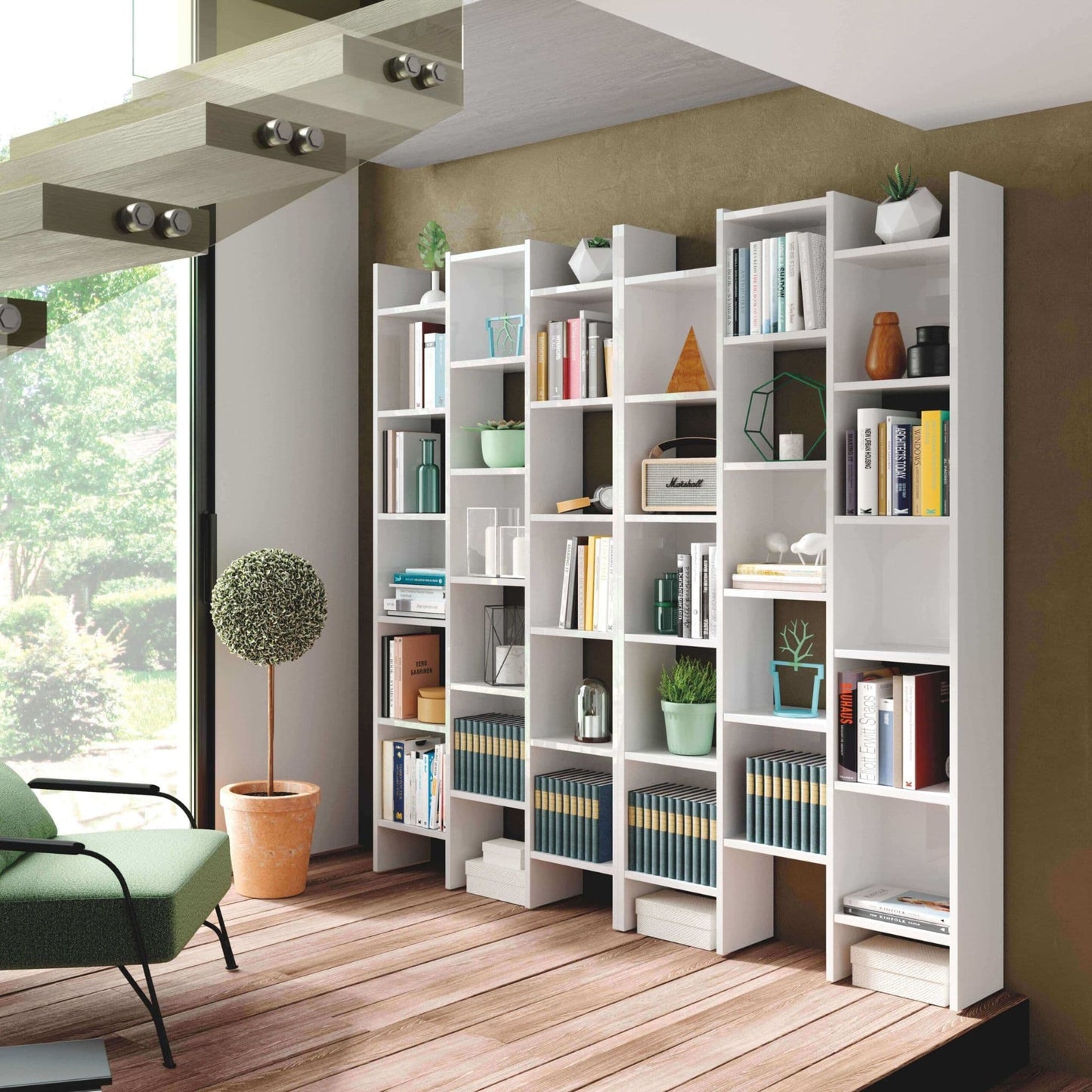 Diaz White Gloss Triple Bookcase