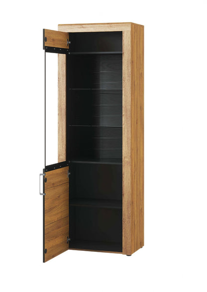 Cam Tall Oak Effect 1 Door Display Cabinet