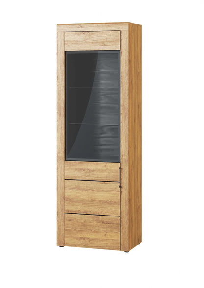 Cam Tall Oak Effect 1 Door Display Cabinet