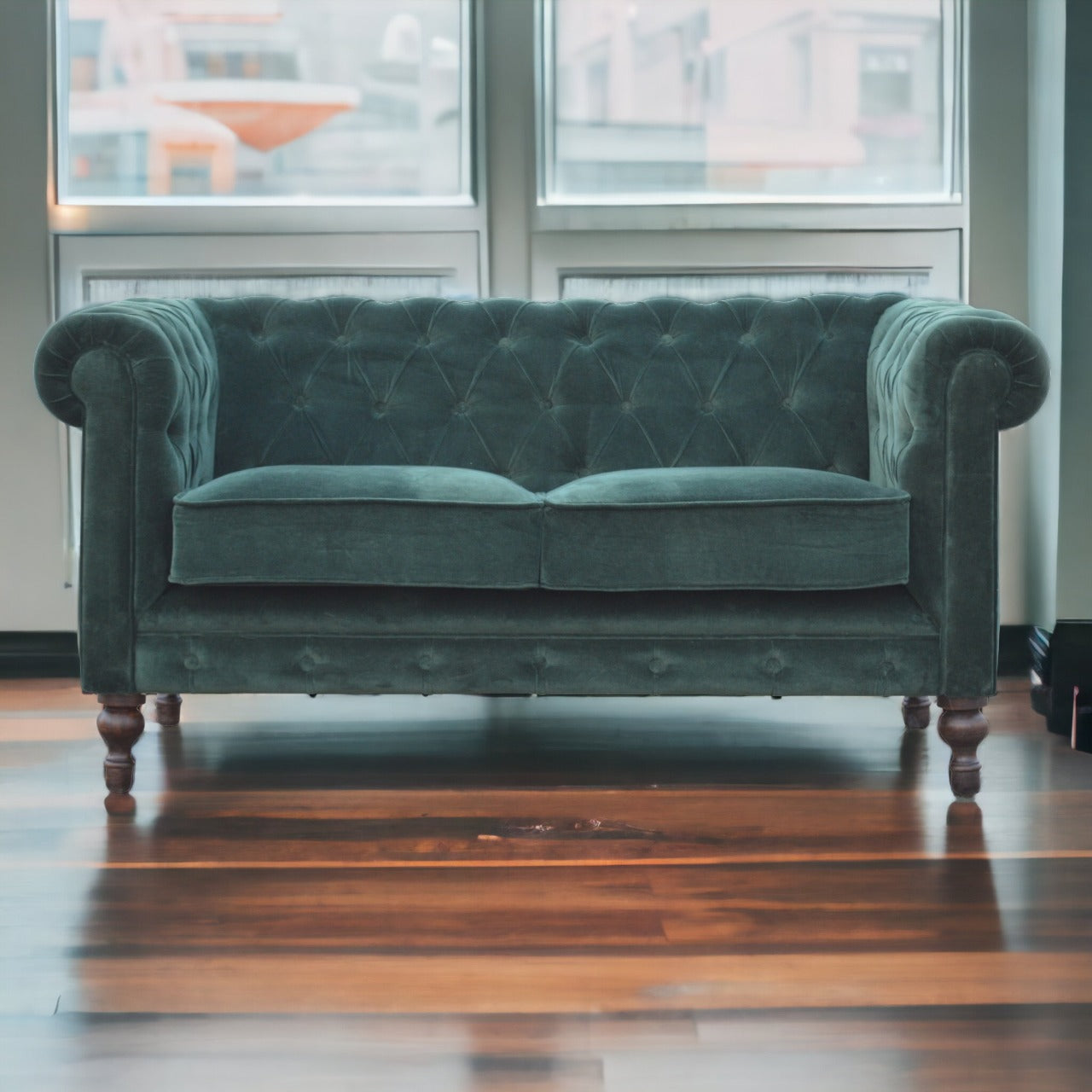 Emerald Green Velvet Chesterfield