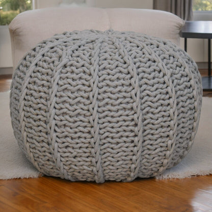 Grey Cable Pouffe