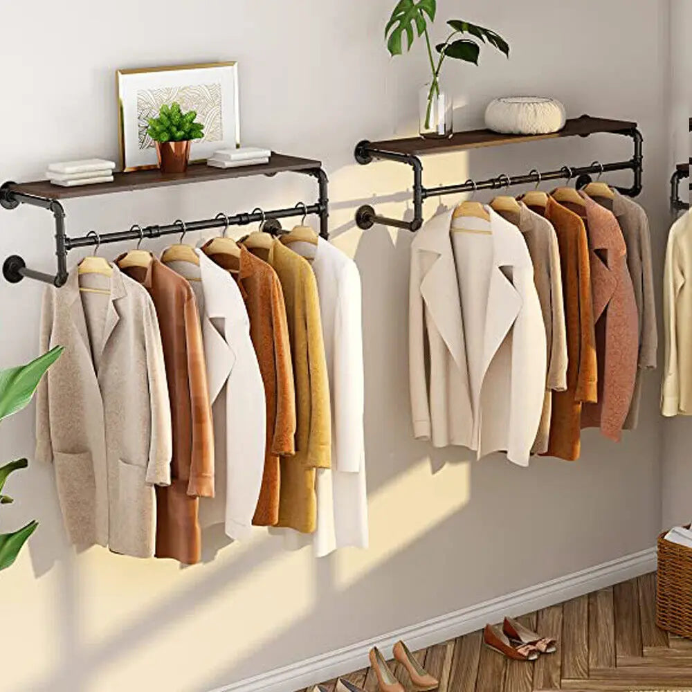 Home Industrial Pipe Clothes Rack with Shelf