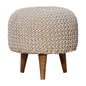 Keeva White Round Footstool