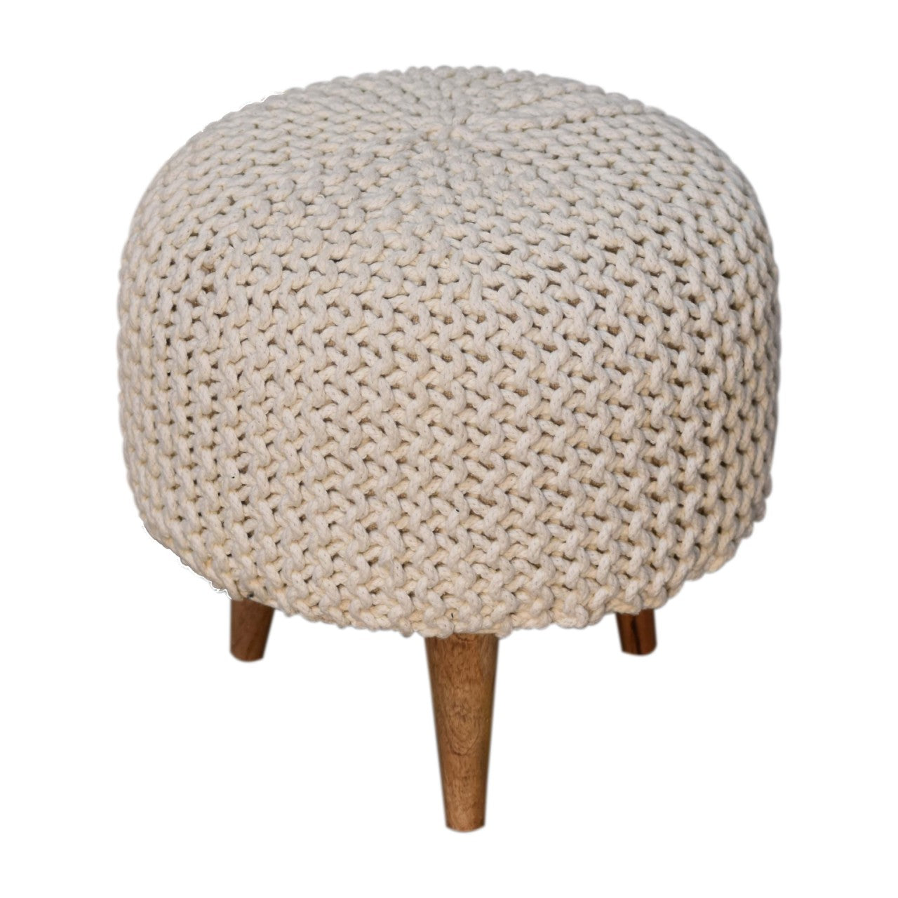 Keeva White Round Footstool