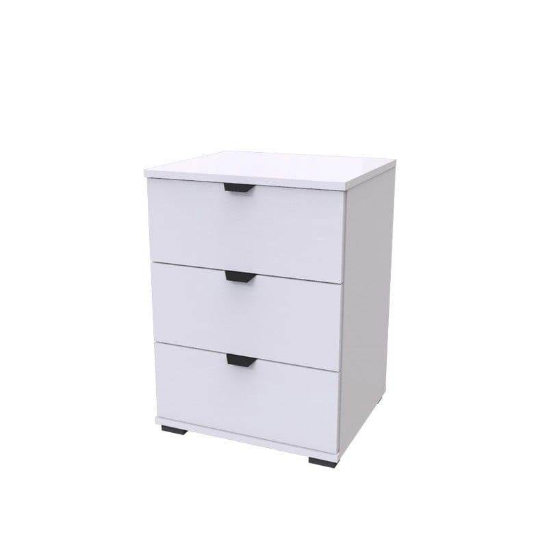 Lim Arctic White 3 Drawer Bedside Table