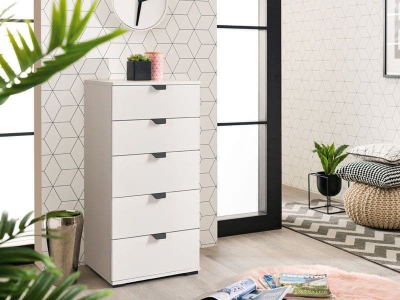 Lim Arctic White Narrow 5 Chest Of Drawers