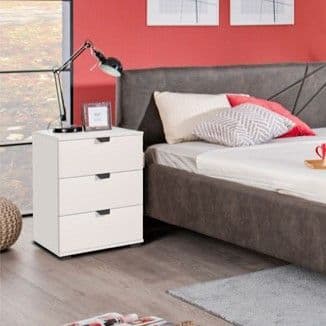 Lim Arctic White 3 Drawer Bedside Table