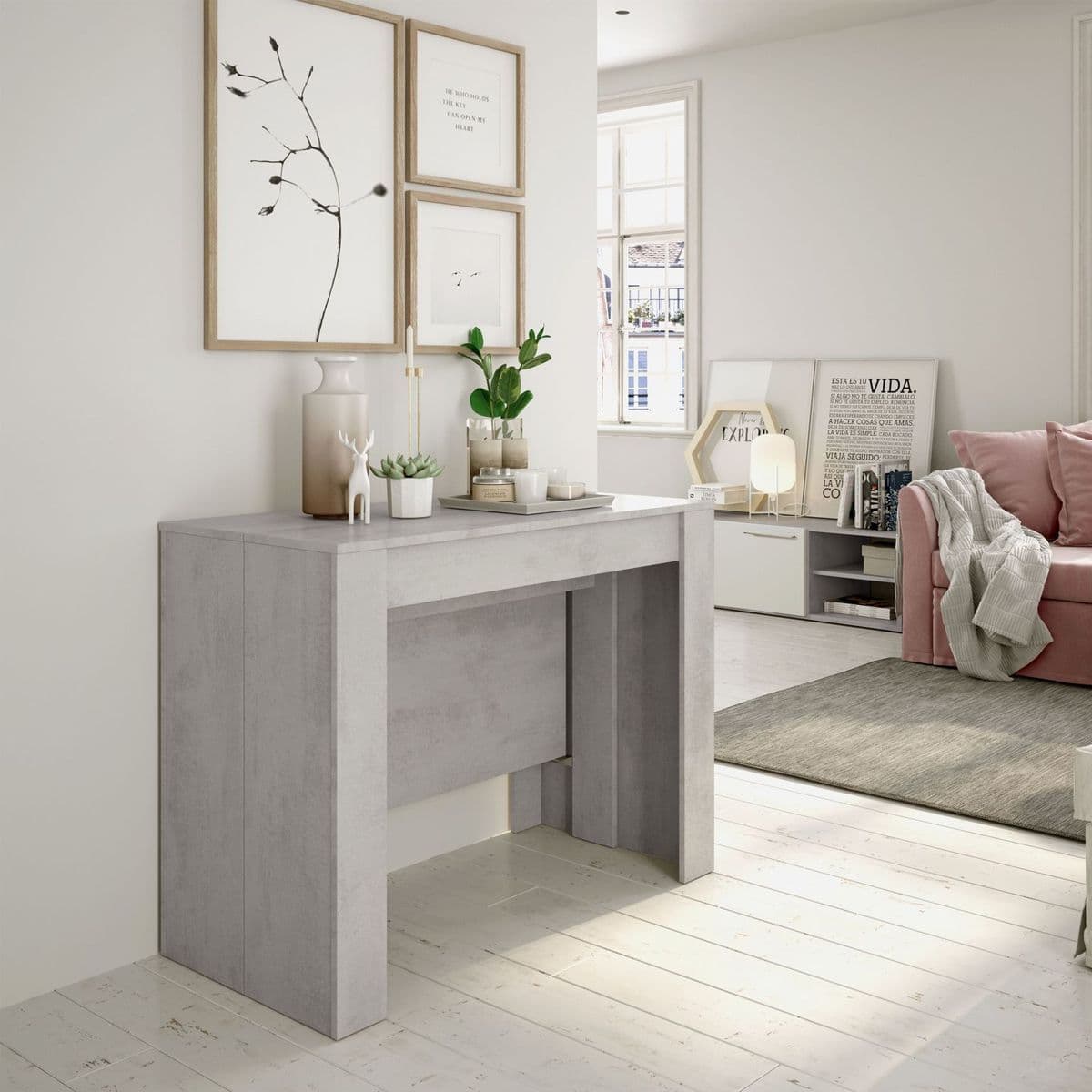 Luz Concrete Grey Effect Large Extending Dining Table