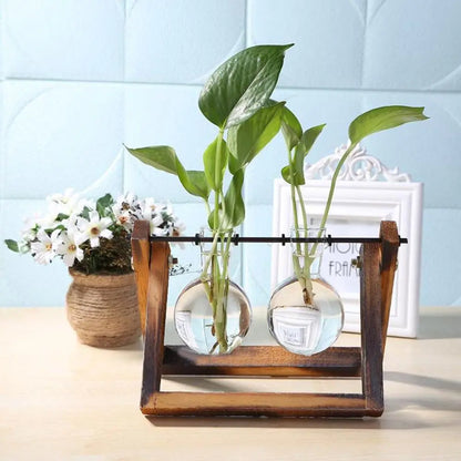 Mini Bulb-Shaped Vase wood stand