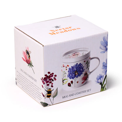 Porcelain Mug & Coaster Lid Set - Nectar Meadows