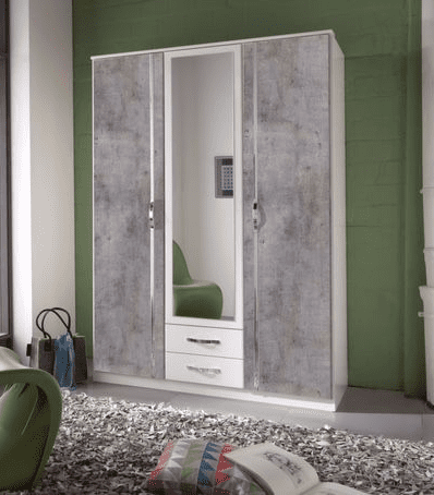 Romi Concrete Grey and White German Wardrobe