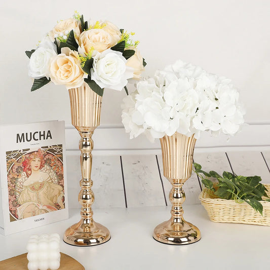 Metal Trumpet Vases Flower Stand Centre Piece