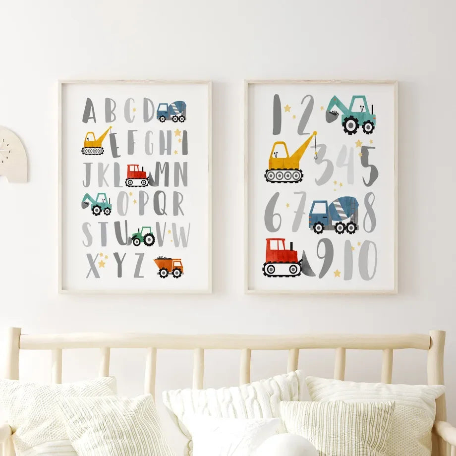 Cartoon Car Childrens Bedroom Wall Picture Art