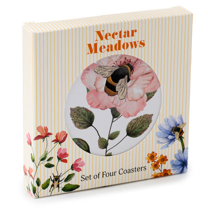 Set of 4 Cork Novelty Coasters - Nectar Meadows