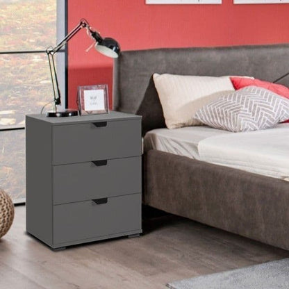 Valentia Grey 3 Drawer Bedside Table