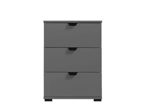 Valentia Grey 3 Drawer Bedside Table