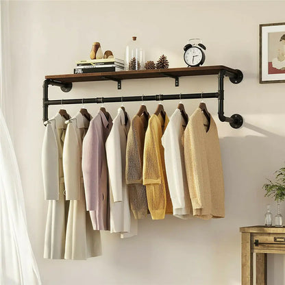 Wall Mounted Industrial Pipe Clothes Rack 